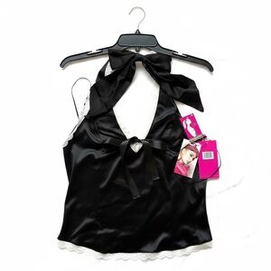 New women’s Paris Hilton Black Satin Halter Neck Tank top X-Large